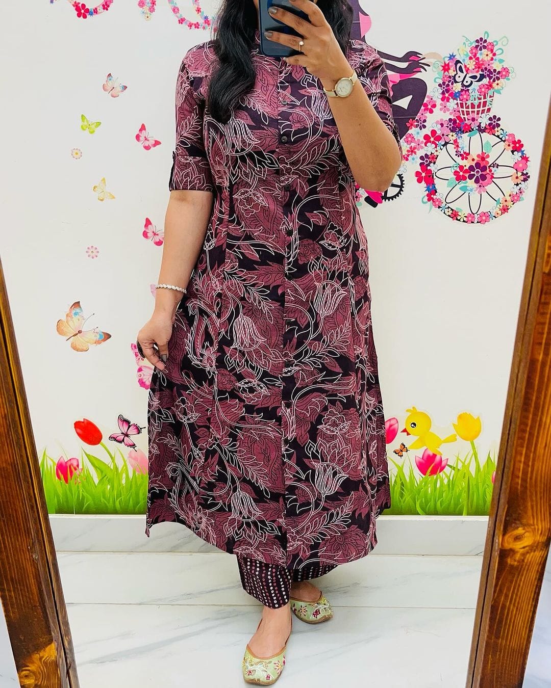 KURTA- Floral Fine cotton kurti Palazza set,