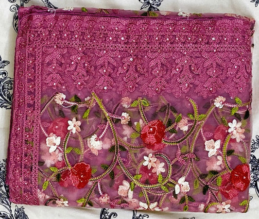 Indian Saree with floral embroidery.