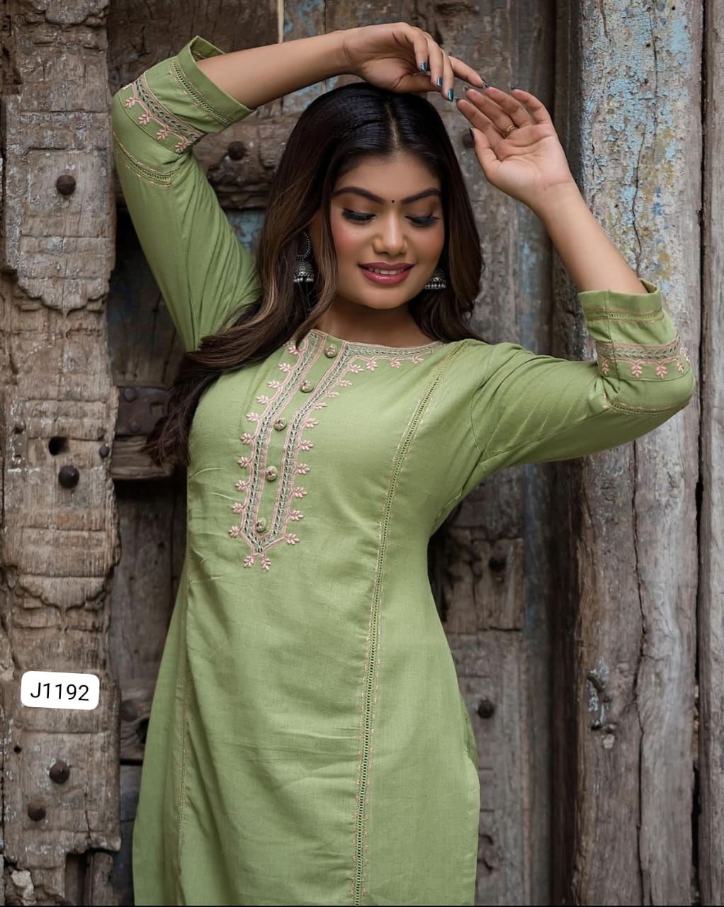 Kurta - Green Pleated set